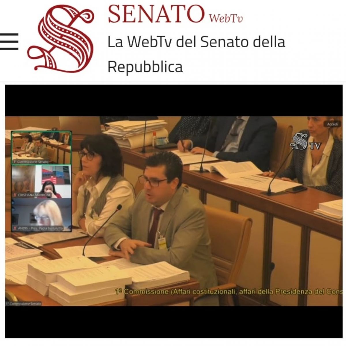 Audizione in Senato - Prima Commissione Affari Costituzionali - DL 1184  Semplificazioni
